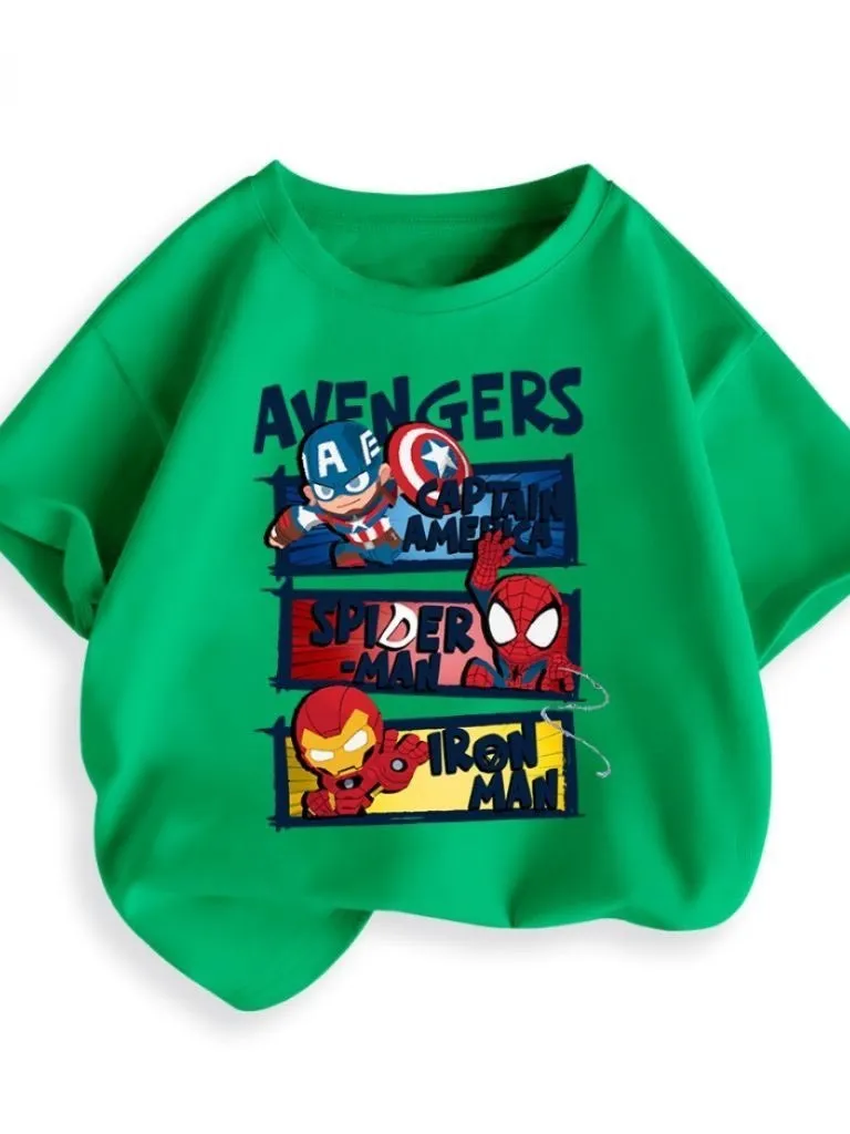 Ảnh Áo Bé Trai Áo Siêu Nhân Cho Bé Trai Áo Thun MARVEL Siêu Anh Hùng Chất Cotton Loại 1 Vải Chính Phẩm Babi mama AT01 1