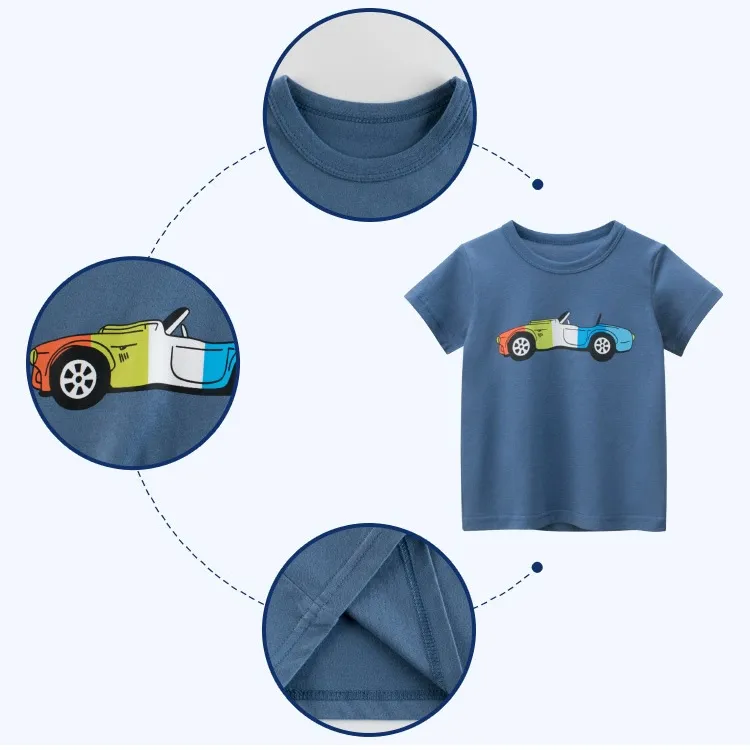 Ảnh Áo bé trai cộc tay SKIDS áo thun cho trẻ em chất cotton mùa hè thời trang trẻ em 2 đến 8 tuổi 3
