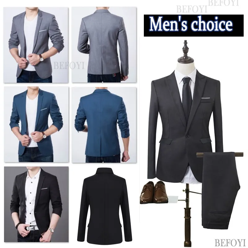 Ảnh Áo blazer BEFOYI tay dài ôm dáng vừa vặn nhiều màu sắc tùy chọn size S-5XL thời trang Hàn Quốc cơ bản dành cho nam 3