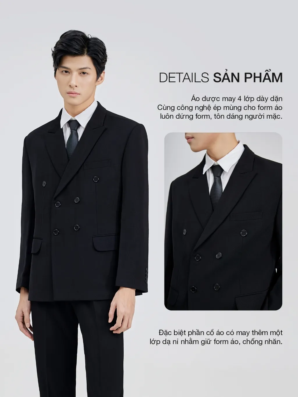Ảnh Áo Blazer Nam 6 Nút có Đệm Vai Thương Hiệu JBAGY - 4 lớp chất lượng cao - JK0104 1