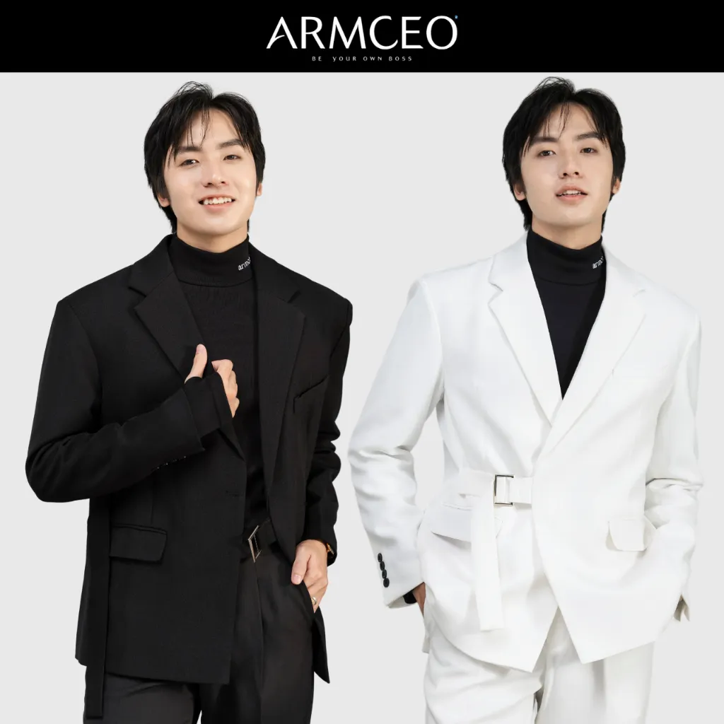 Ảnh Áo blazer nam cao cấp  ARMCEO LUX đai cài, có đệm vai, form tôn dáng chuẩn Hàn Quốc -ARK01 1