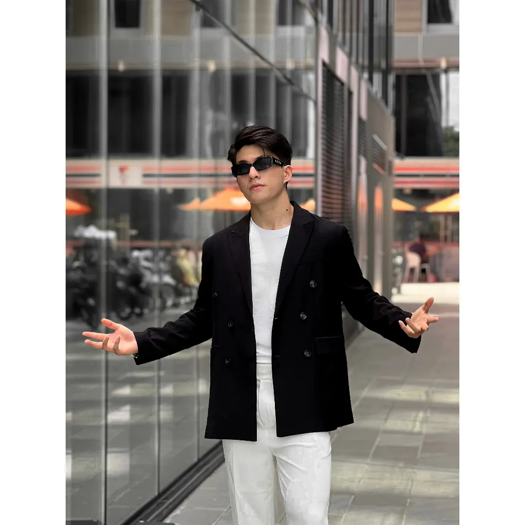 Ảnh Áo blazer nam nữ ARMCEO 6 khuy form dáng chuẩn Hàn Quốc vải cotton hàn -B03 3