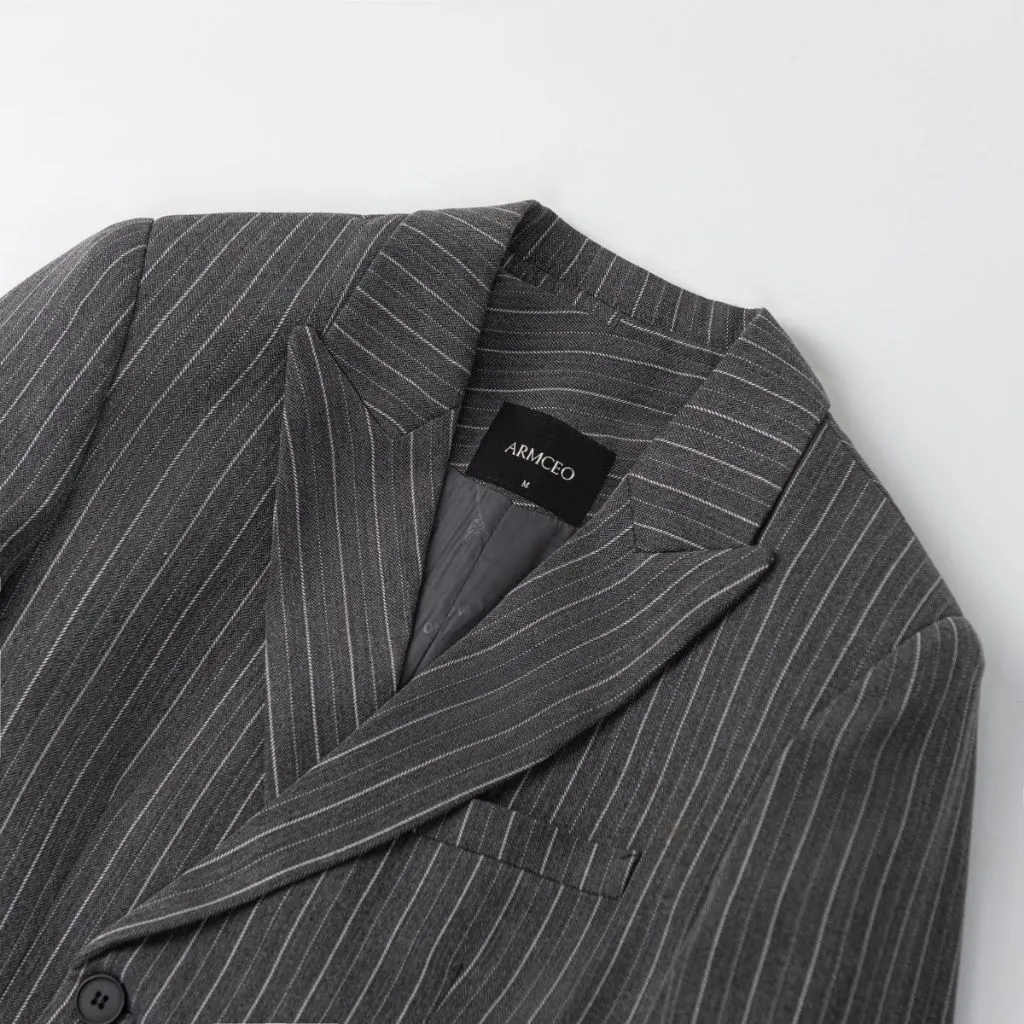 Ảnh Áo blazer nam nữ kẻ sọc unisex ARMCEO mới nhất chất liệu cotton spandex đứng form -ARK02 4