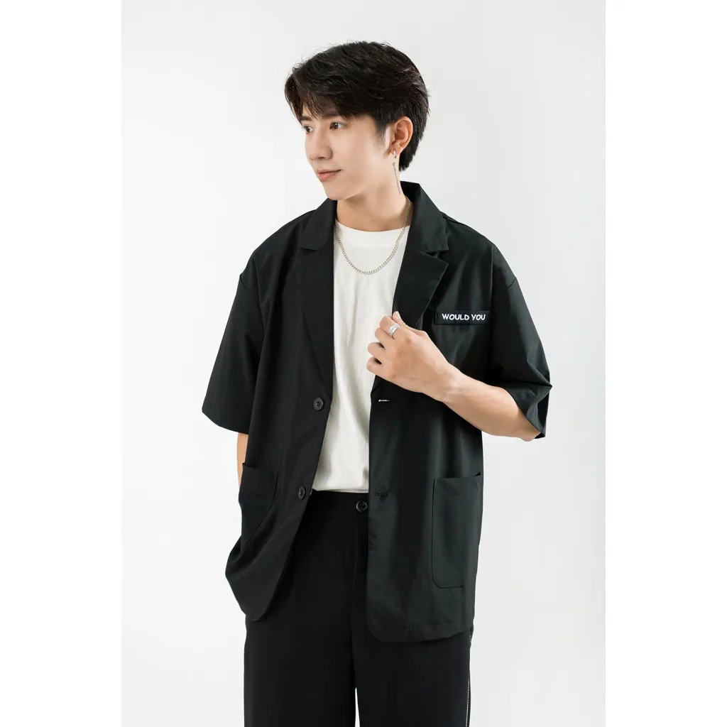 Ảnh Áo Blazer Nam Tay Lỡ MANDO Form Rộng Kiểu Dáng Thời Trang Hàn Quốc Basic Họa Tiết Thêu Would You AVH002 2