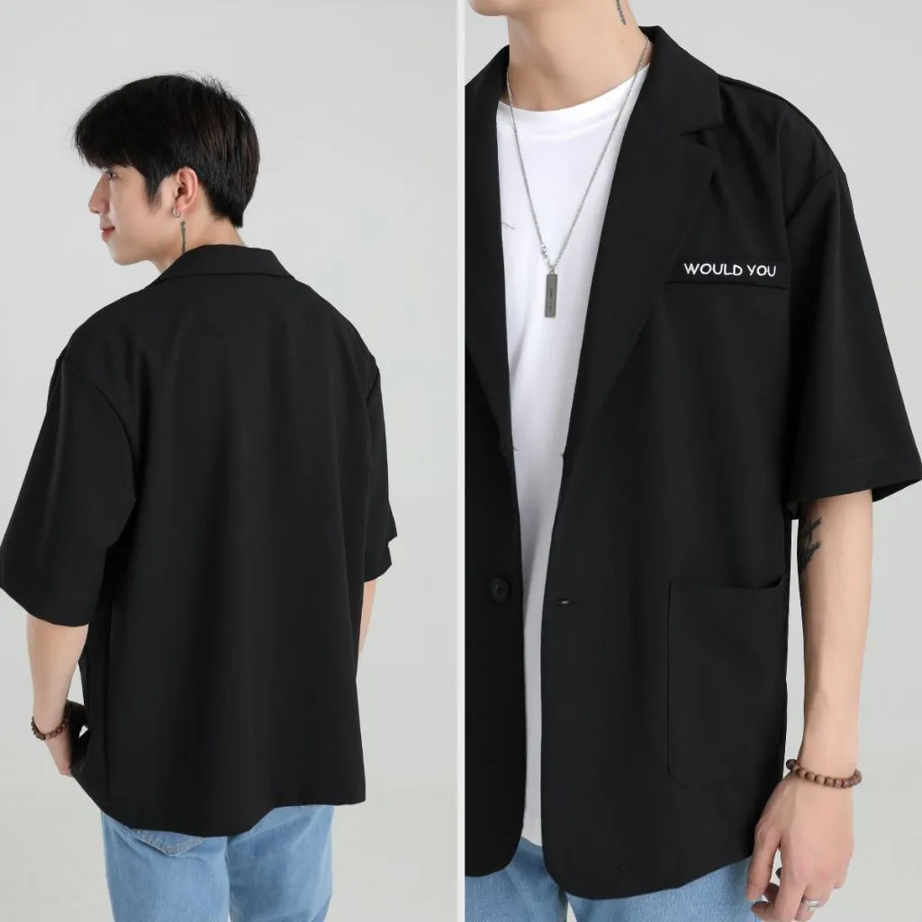 Ảnh Áo Blazer Nam Tay Lỡ MANDO Form Rộng Kiểu Dáng Thời Trang Hàn Quốc Basic Họa Tiết Thêu Would You AVH002 3