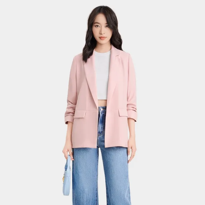 Ảnh Áo blazer nữ Áo vest nữ MARC FASHION nhún xắn tay cách điệu trẻ trung FAVH043521 4