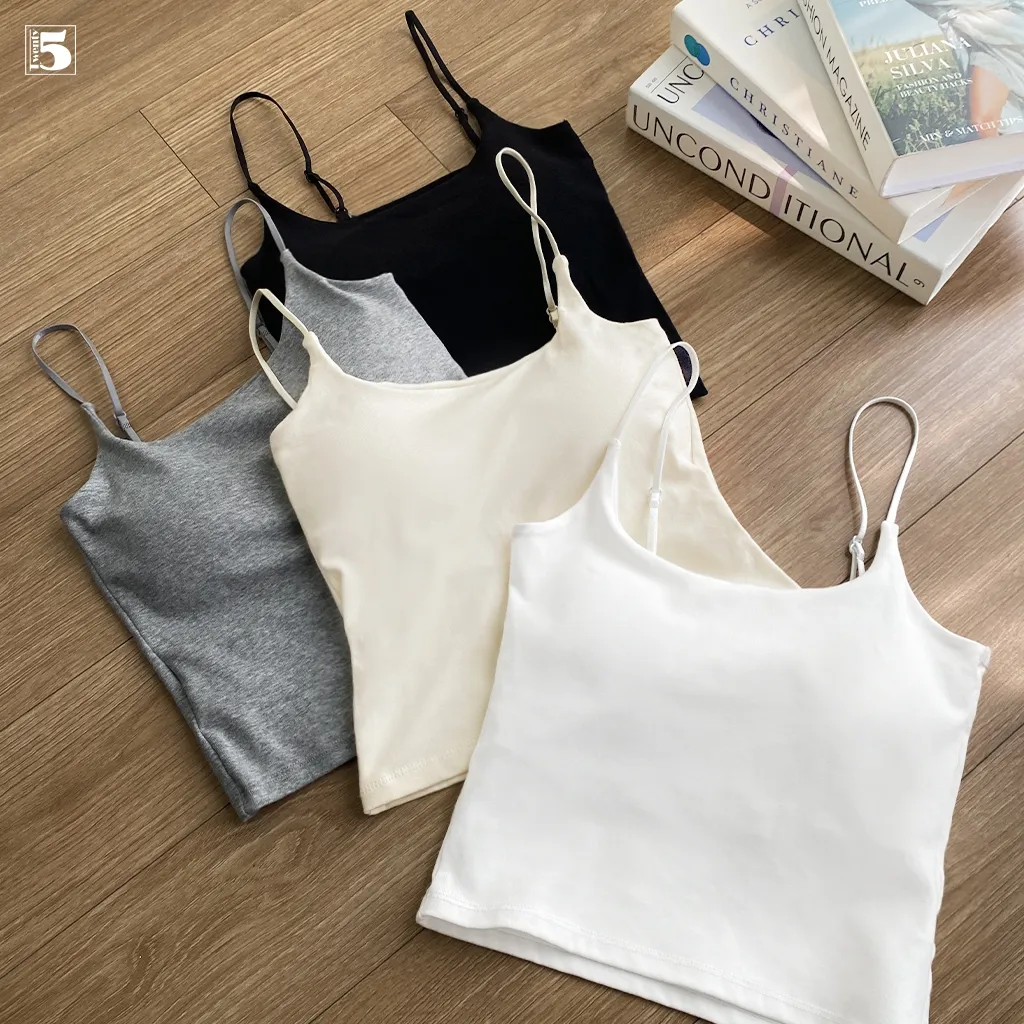 Ảnh Áo bra nữ Twentyfive croptop 2 dây mảnh, 2 lớp có đệm mút cố định, vải cotton mịn co dãn 5798 2