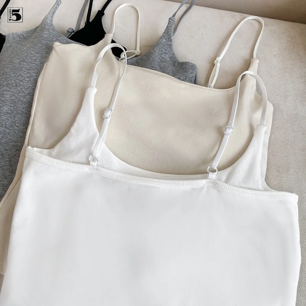 Ảnh Áo bra nữ Twentyfive croptop 2 dây mảnh, 2 lớp có đệm mút cố định, vải cotton mịn co dãn 5798 3