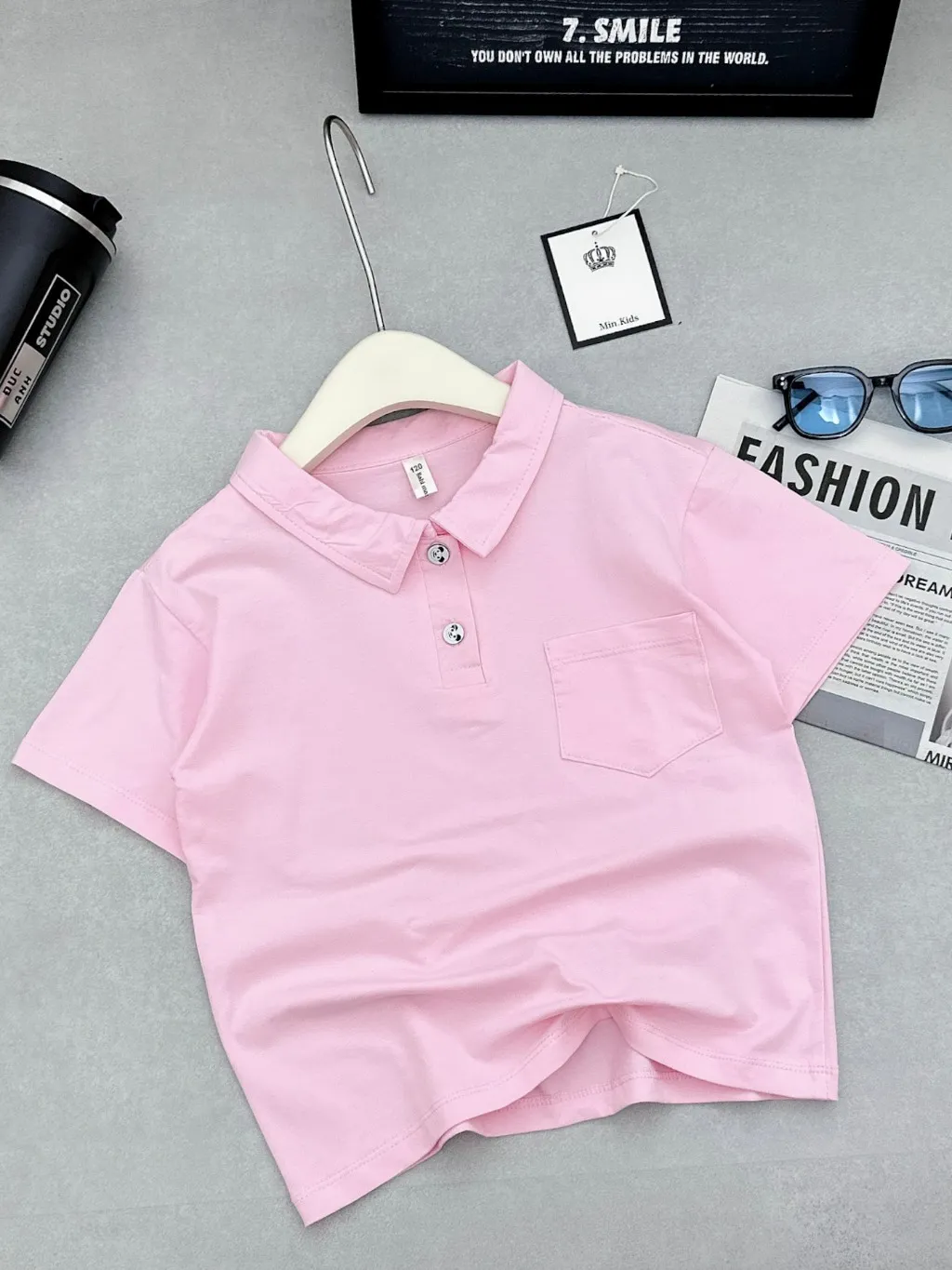 Ảnh Áo Cho Bé Áo Thun Cổ Bé Bé Trai Bé Gái Unisex Áo Polo Cho Bé Đi Học Đi Chơi Cotton Thấm Hút Mồ Hôi Babimama - ACT01 4