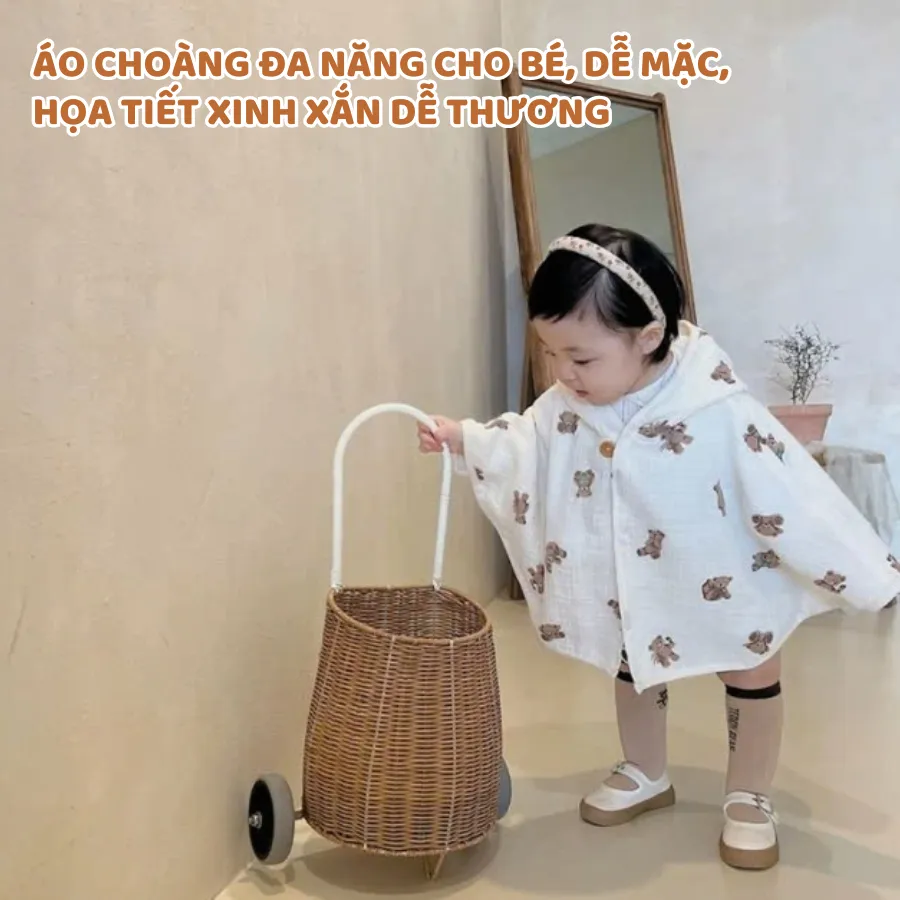 Ảnh Áo Choàng Chống Nắng Xô Muslin IQKAO Cho Bé 0-3 Tuổi Kèm Kính Chống Bụi, Thoáng Mát, Đa Năng 4 Mùa (3-14kg) 3