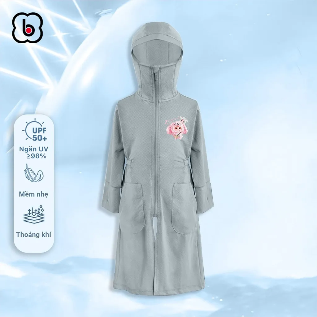 Ảnh Áo chống nắng cho bé BabyloveGO áo choàng dài chống nắng toàn thân vải thông hơi tản nhiệt chống tia UV 3