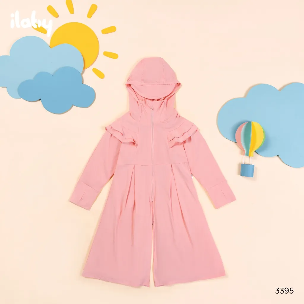 Ảnh Áo chống nắng cho bé ILABY áo chống nắng bé gái toàn thân thiết kế nhún bèo vai áo dễ thương [3395] 2