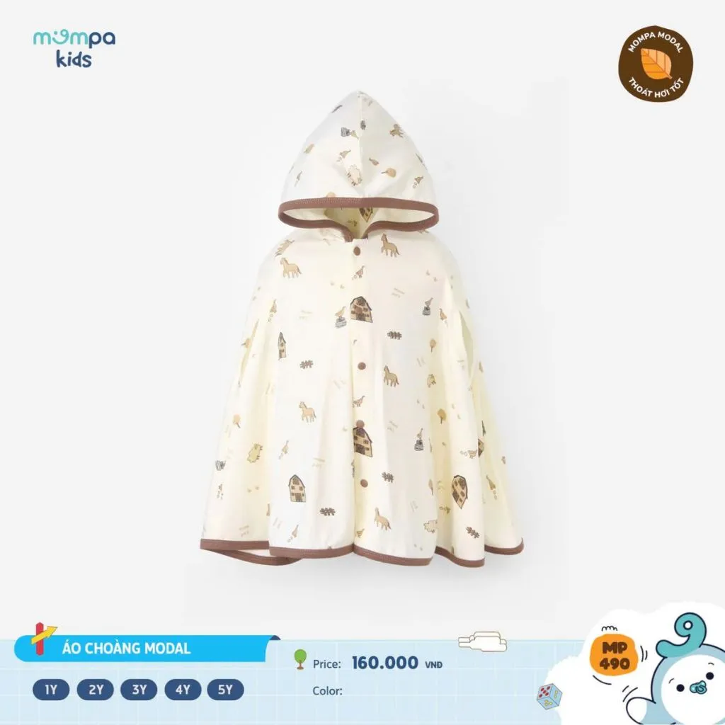 Ảnh Áo chống nắng cho bé Mompa áo choàng 1-5 tuổi vải Modal cúc bấm đa năng thoáng khí mềm mại 490 2