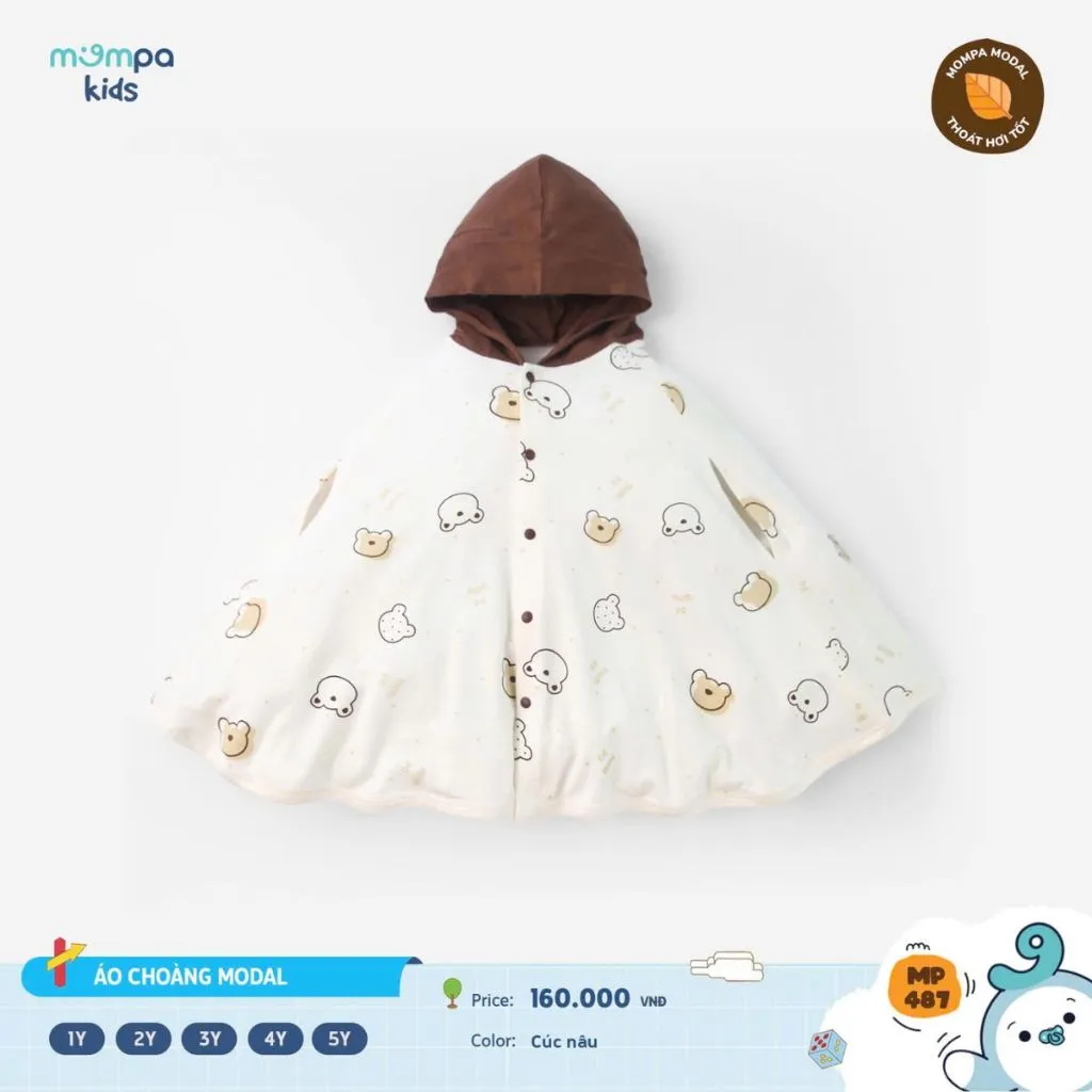Ảnh Áo chống nắng cho bé Mompa áo choàng 1-5 tuổi vải Modal cúc bấm đa năng thoáng khí mềm mại 490 4