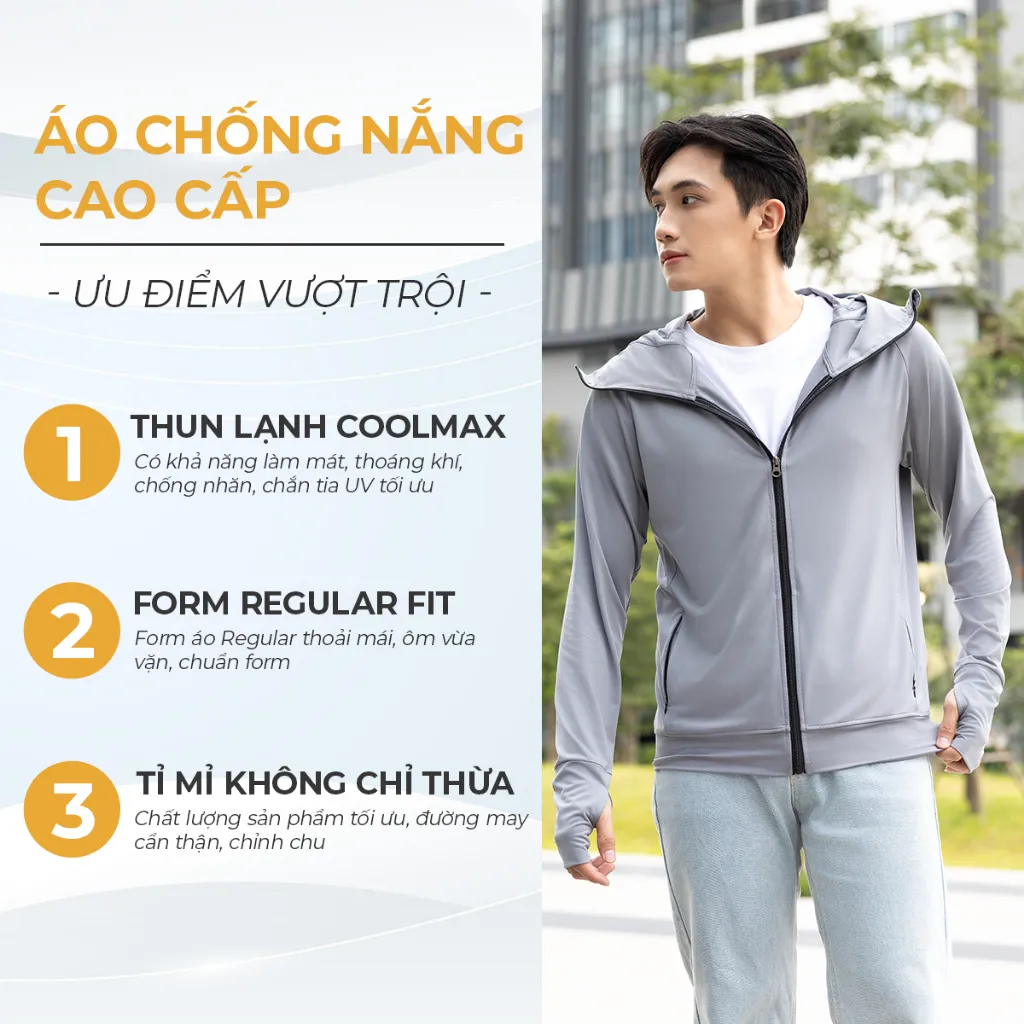 Ảnh Áo Chống Nắng Nam GUZADO Vải Extracool Co Giãn, Làm Mát, Chống Tia UV Vượt Trội GCN 4