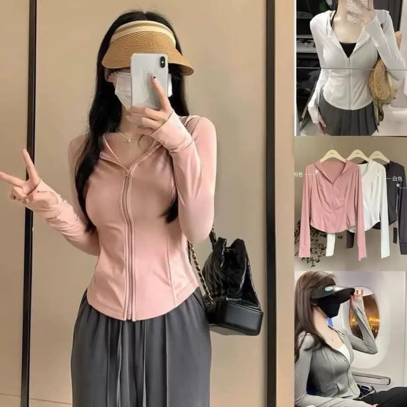 Ảnh Áo chống nắng nữ áo khoác chống nắng nữ chống tia cực tím UPF 50+ chất lụa băng ôm body co giãn thoáng mát silive 2