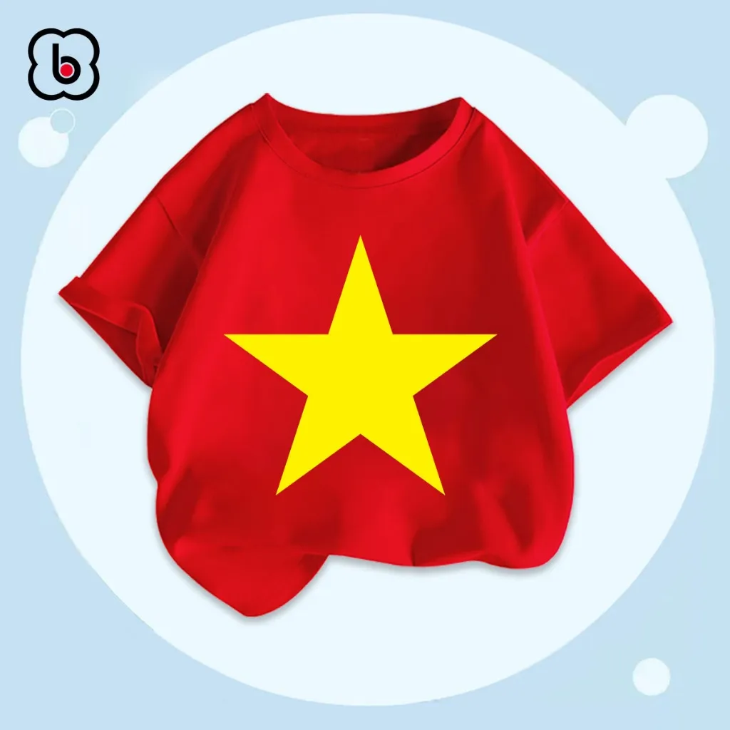Ảnh Áo cờ đỏ sao vàng Việt Nam, áo thun cho bé chất cotton mềm mịn BabyloveGO 3