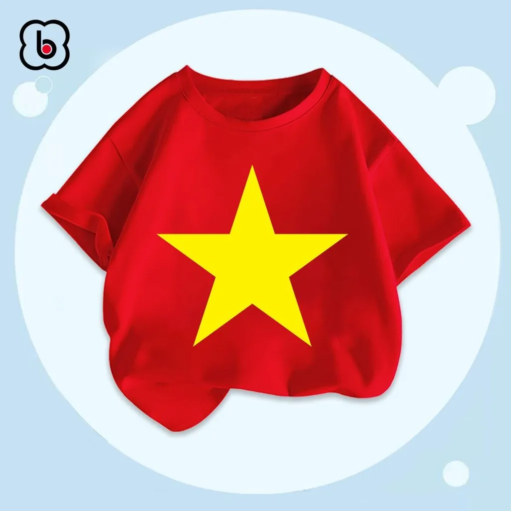Ảnh Áo cờ đỏ sao vàng Việt Nam, áo bé gái chất thun cotton mềm mịn BabyloveGO 2