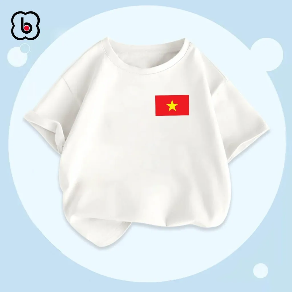 Ảnh Áo cờ đỏ sao vàng Việt Nam, áo bé gái chất thun cotton mềm mịn BabyloveGO 4