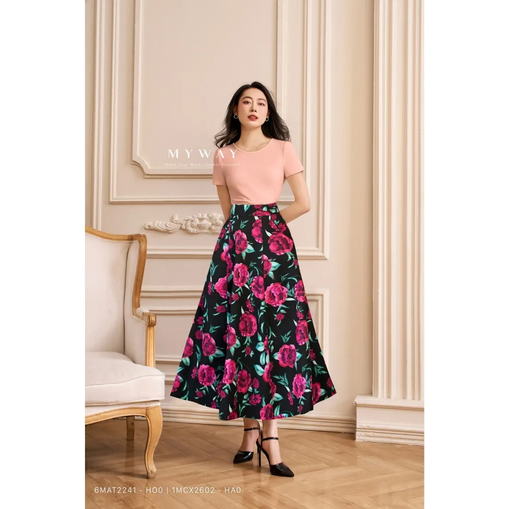 Ảnh Áo Cotton Thun Nữ Hè MY WAY Ngắn Tay Nhiều Màu Trơn Bssic 6MAT2241 1