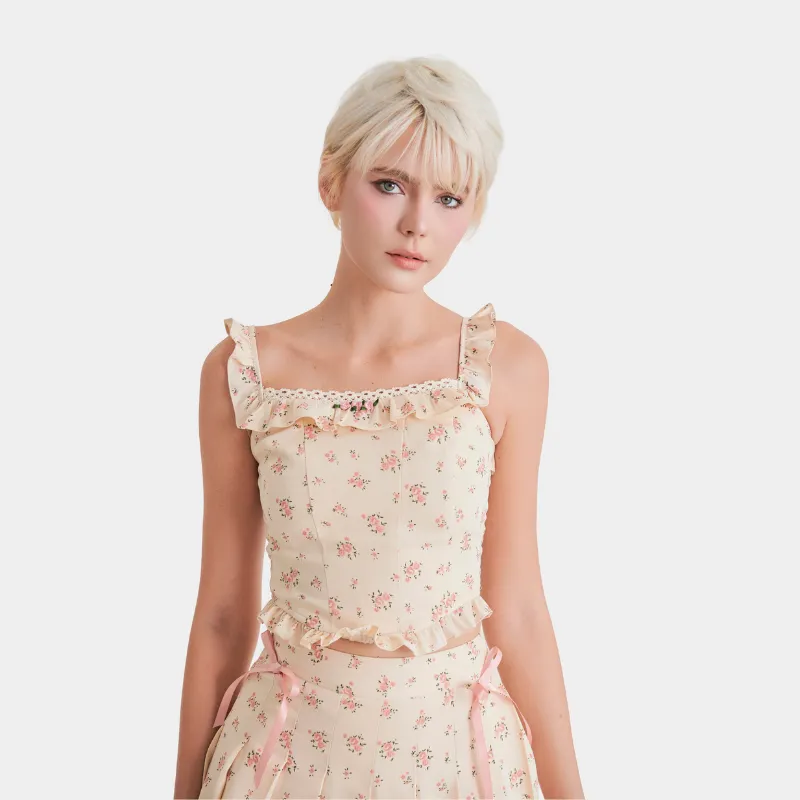 Đánh giá Áo Croptop MARC FASHION FAQH030925 Kaki Hoa 2 Dây Phối Ren Smocking Lưng