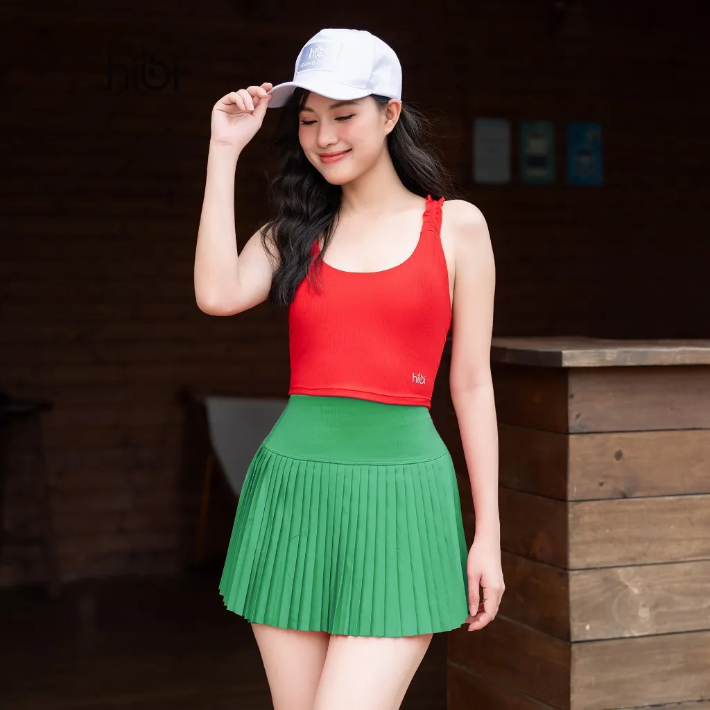 Ảnh Áo croptop tập Yoga Gym Hibi Sports CR815, kiểu 2 dây nhún bèo, Kèm mút ngực 2