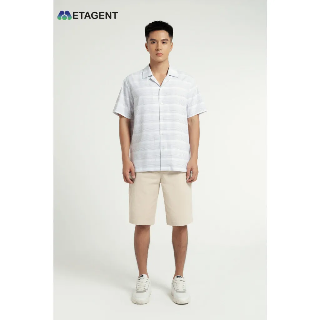 Ảnh Áo Cuban họa tiết kẻ nam Metagent MS 16E3545 1