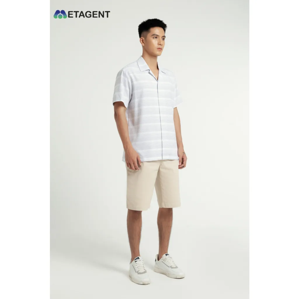 Ảnh Áo Cuban họa tiết kẻ nam Metagent MS 16E3545 3
