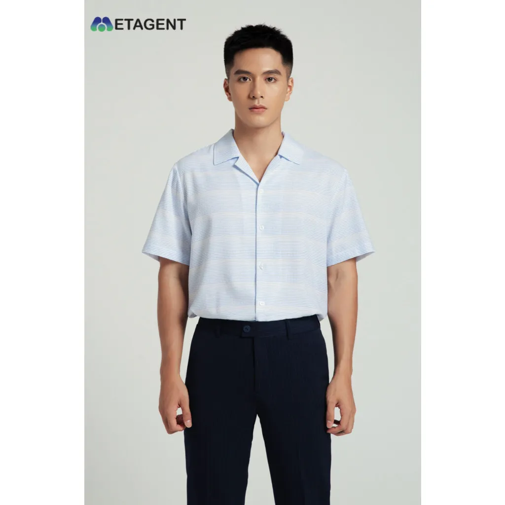 Ảnh Áo Cuban họa tiết kẻ nam Metagent MS 16E3545 4
