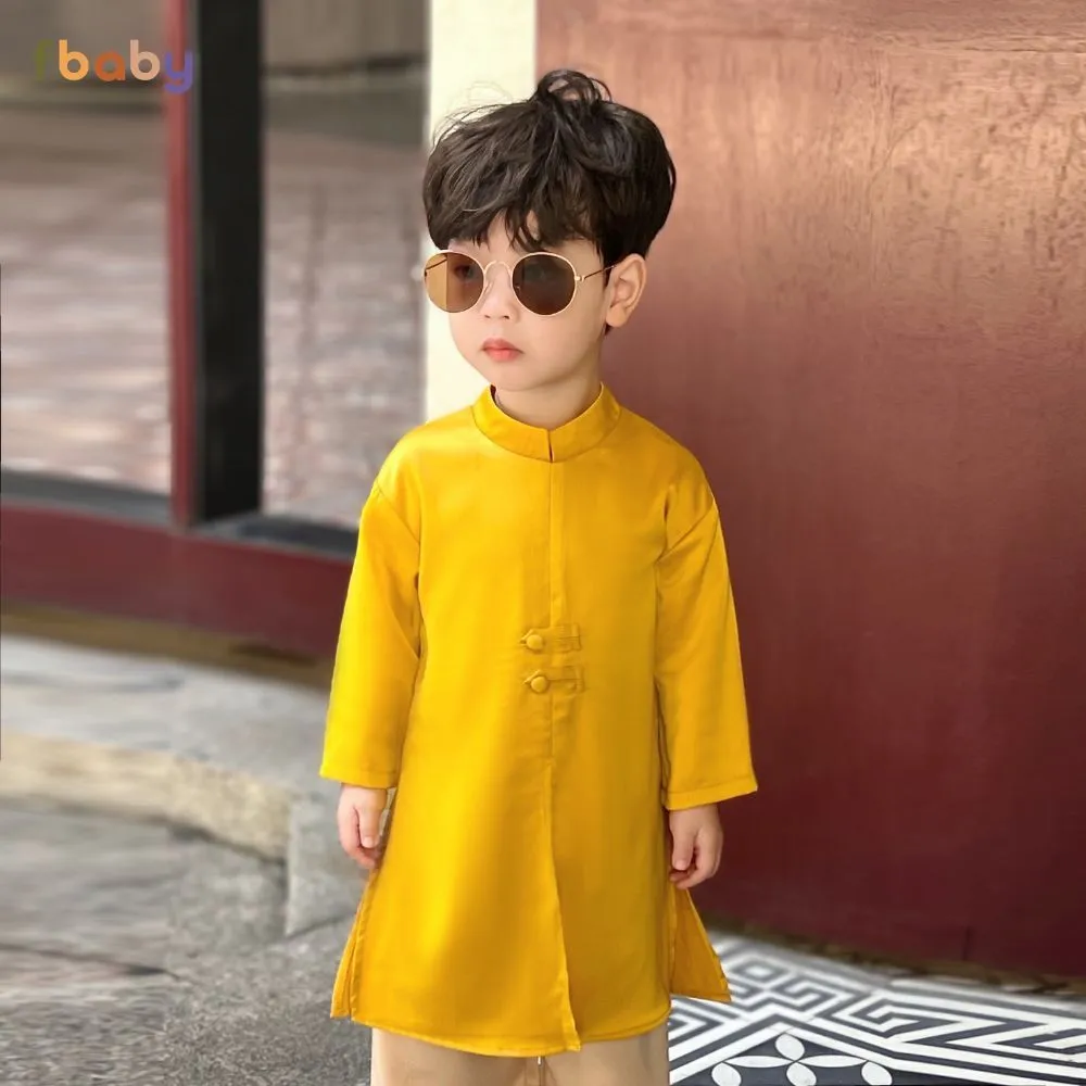 Ảnh Áo Dài Bé Trai Bé Gái Xẻ Tà 2 Khuy Fbaby Mặc Lễ Tết, Đi Chơi Thiết Kế Mềm Mại Cao Cấp An Toàn Cho Bé Small Gift Big Love 3
