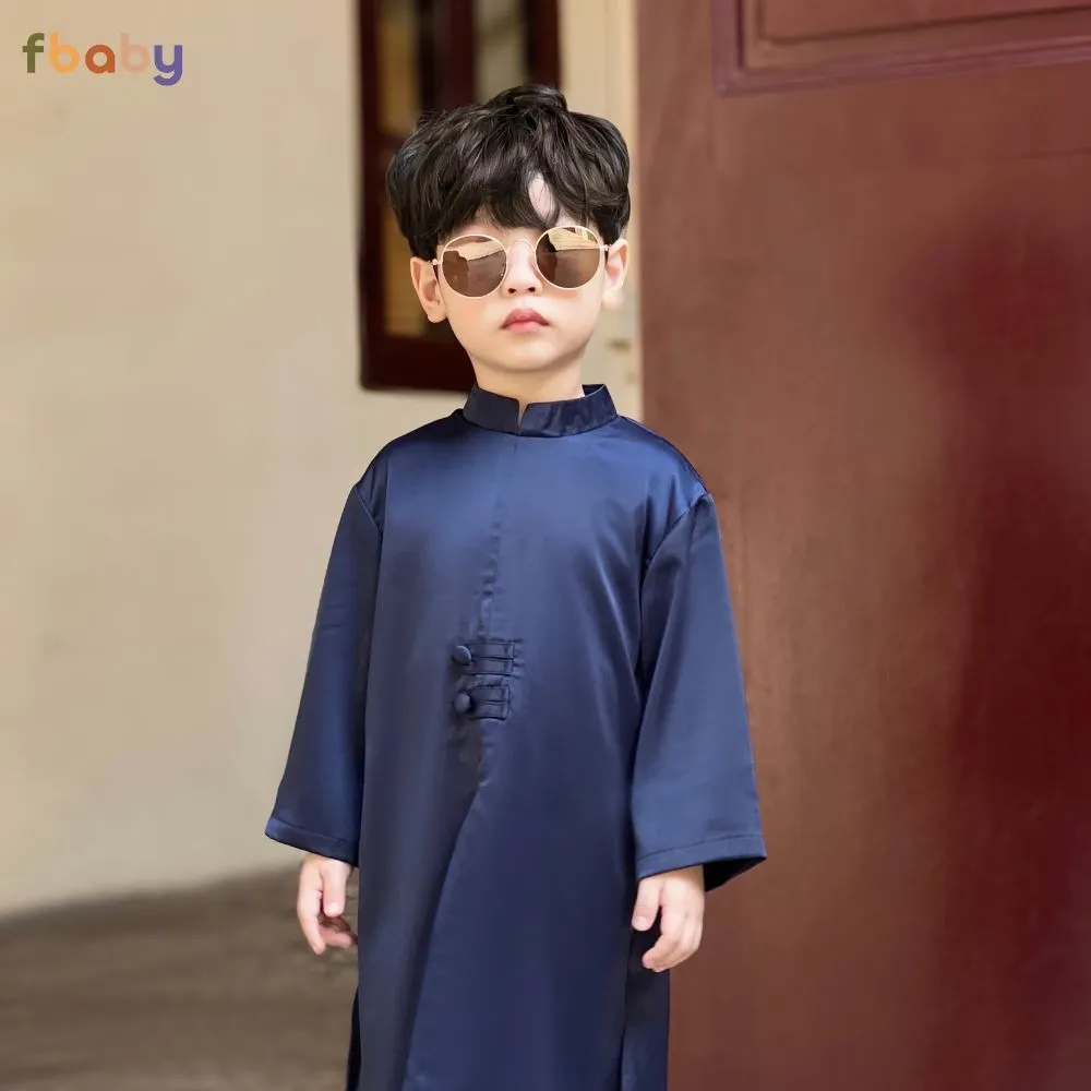 Ảnh Áo Dài Bé Trai Bé Gái Xẻ Tà 2 Khuy Fbaby Mặc Lễ Tết, Đi Chơi Thiết Kế Mềm Mại Cao Cấp An Toàn Cho Bé Small Gift Big Love 4