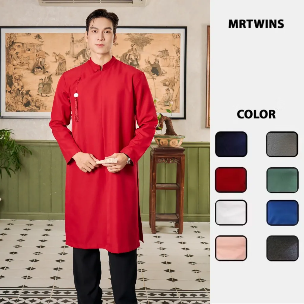 Ảnh Áo Dài Nam Ngũ Thân Truyền Thống Form Rộng Cúc Bọc Thương Hiệu Mr Twins 1