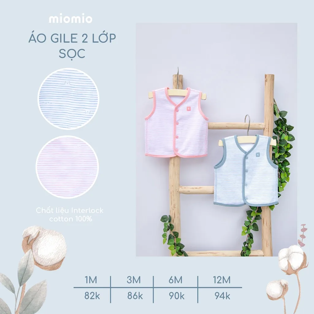 Ảnh Áo Gile 2 Lớp MIOMIO ( Form Ôm, Mom Muốn Rộng Tăng Thêm 1 Size),  Dành Cho Bé Trai, Bé Gái (size từ 0-24 tháng) 2