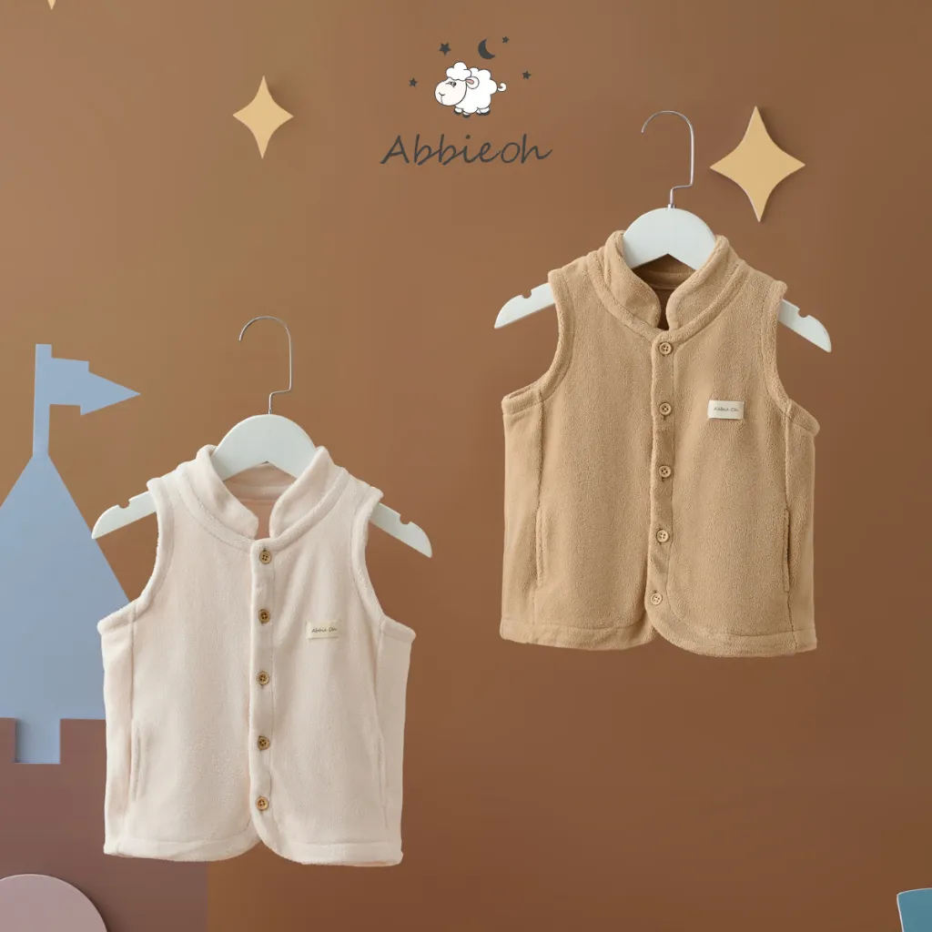 Ảnh Áo gile lông cừu cao cổ giữ nhiệt cho bé ABBIEOH phối túi phong cách Hàn Quốc 0-3 tuổi GL571 GL674 1