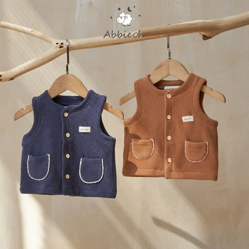 Ảnh Áo gile lông cừu cao cổ giữ nhiệt cho bé ABBIEOH phối túi phong cách Hàn Quốc 0-3 tuổi GL571 GL674 2