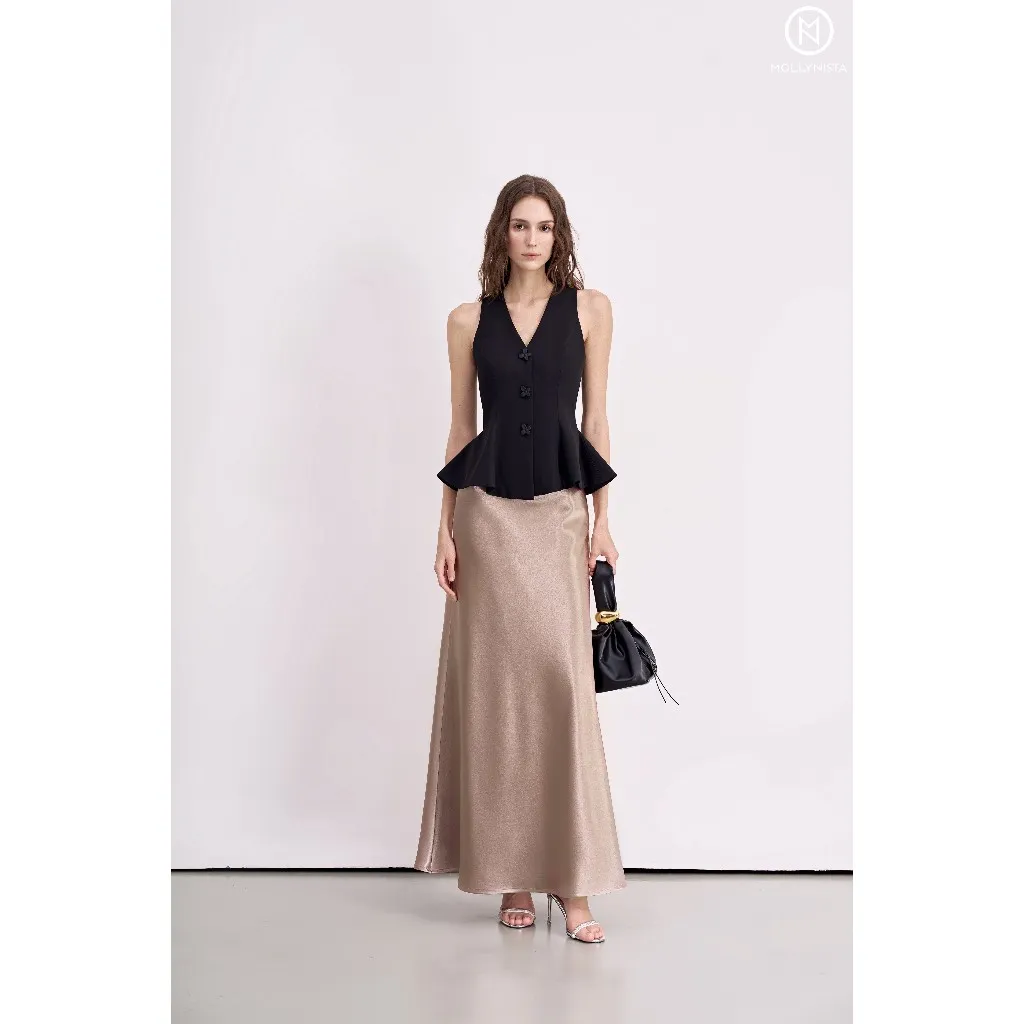 Ảnh Áo gile peplum nút hoa nổi MOLLYNISTA thiết kế quyến rũ thanh lịch nữ tính cao cấp 4