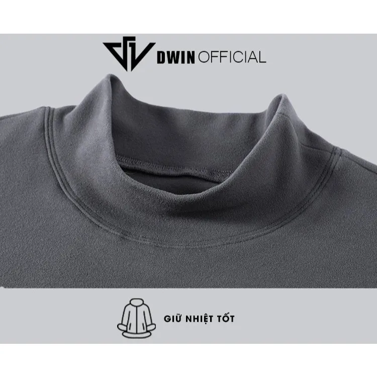 Ảnh Áo giữ nhiệt nam dài tay Dwin chất lông thỏ thun cao cổ co giãn lót nỉ 2 mặt local brand 2.0 2