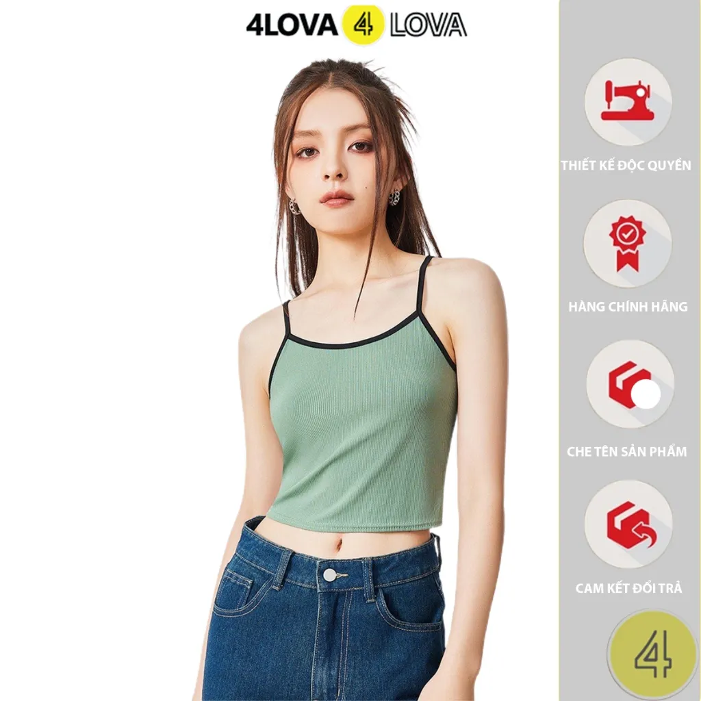Ảnh Áo hai dây crotop nữ trơn basic 4LOVA chất liệu thun tăm cotton mềm mại, thoáng mát EVA058 1