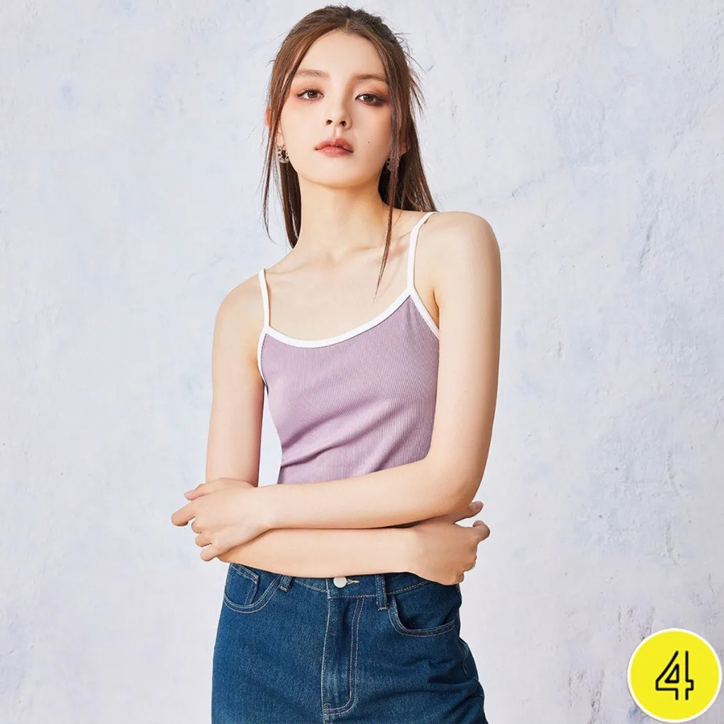 Ảnh Áo hai dây crotop nữ trơn basic 4LOVA chất liệu thun tăm cotton mềm mại, thoáng mát EVA058 3