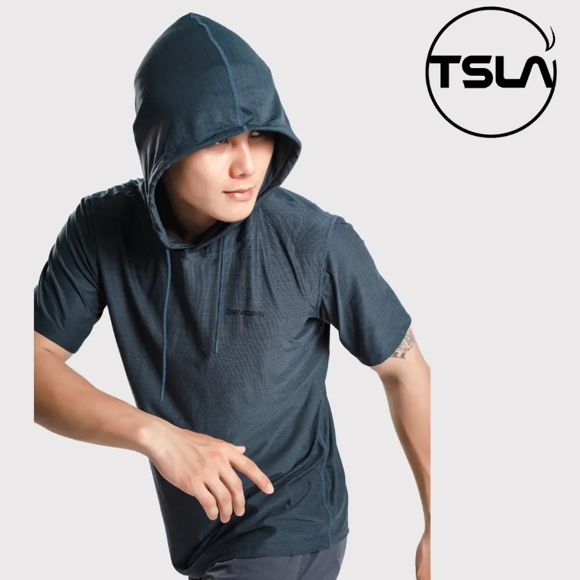 Ảnh Áo Hoodie nam ngắn tay TSLA chất mát kháng khuẩn chống uv chạy bộ tập gym thể thao bigsize oversize TSO2028 2