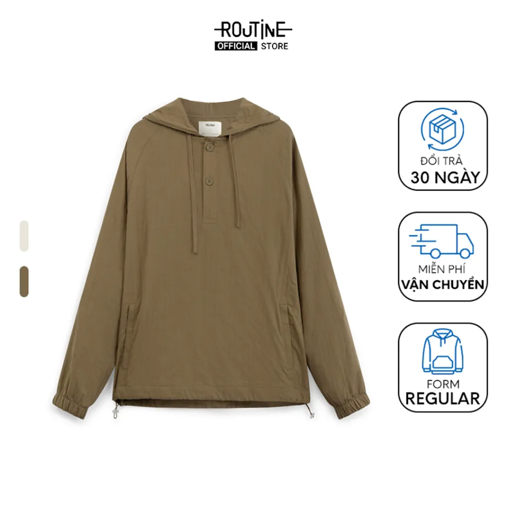 Ảnh Áo Hoodie Nam Tay Dài Có Mũ Texture Trơn Form Regular - Routine 10S23HOD009 1