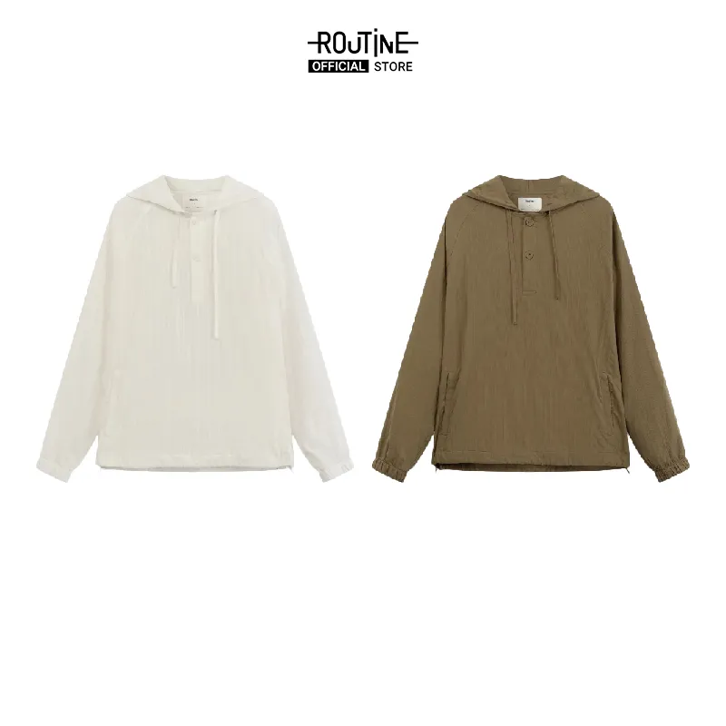 Ảnh Áo Hoodie Nam Tay Dài Có Mũ Texture Trơn Form Regular - Routine 10S23HOD009 4