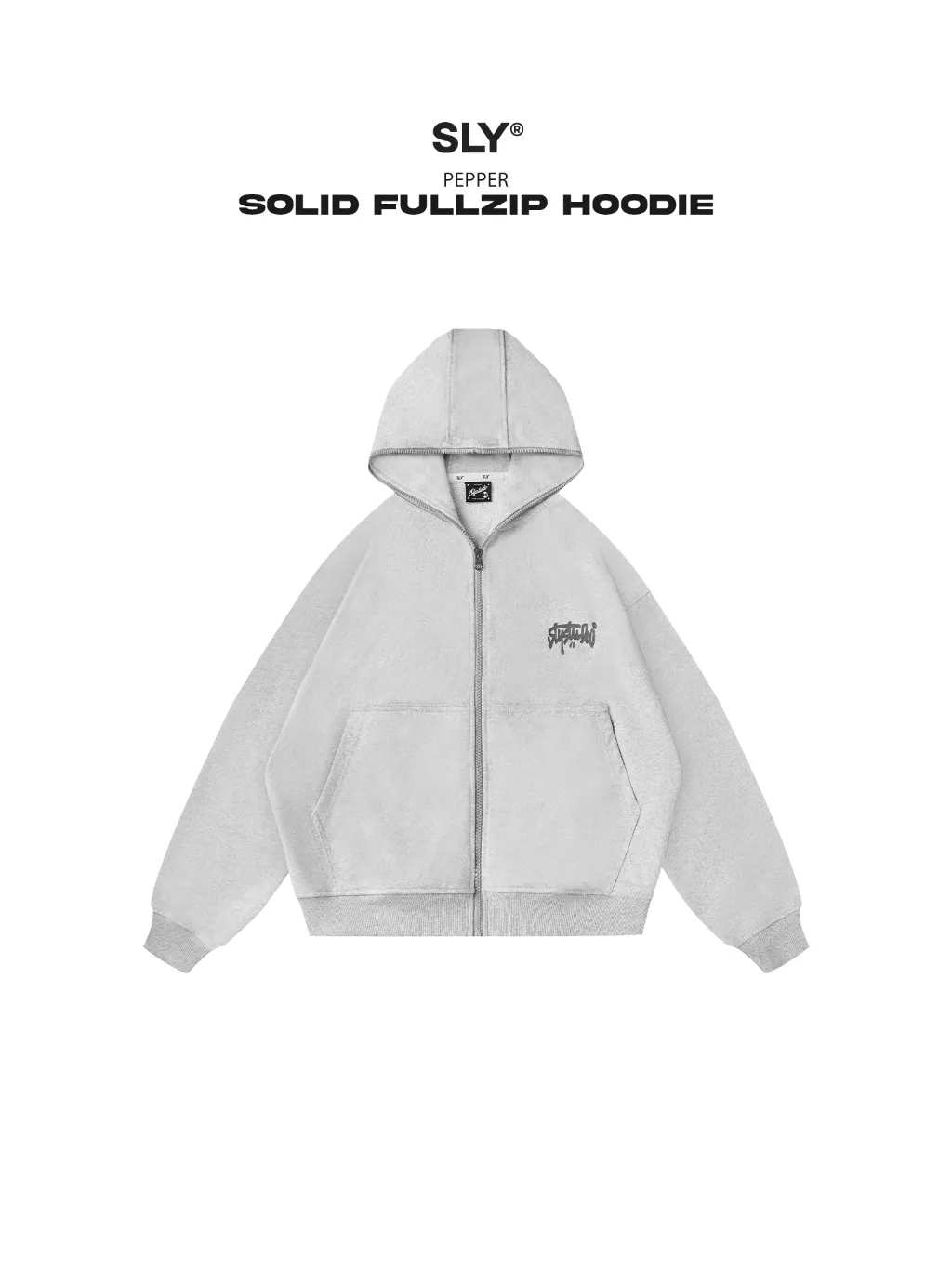 Ảnh Áo Hoodie Nỉ Chân Cua Fullzip SLY Solid màu xám tiêu 1