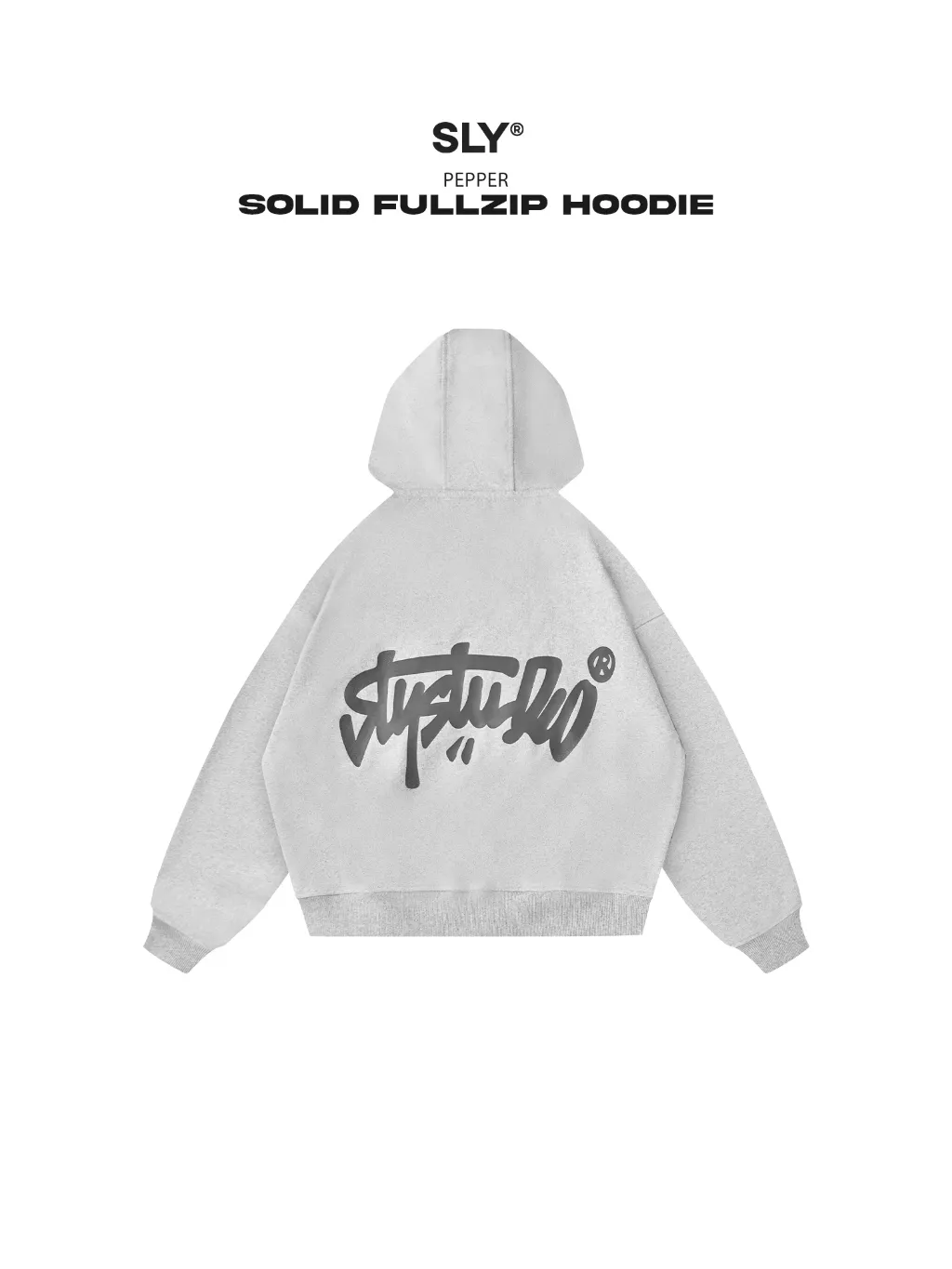 Ảnh Áo Hoodie Nỉ Chân Cua Fullzip SLY Solid màu xám tiêu 2