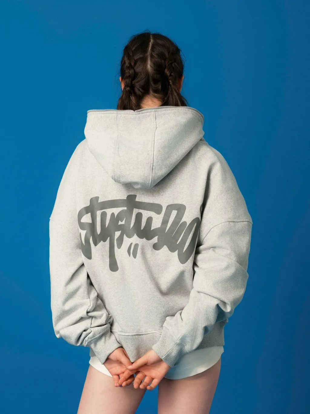 Ảnh Áo Hoodie Nỉ Chân Cua Fullzip SLY Solid màu xám tiêu 4