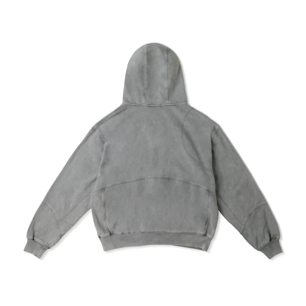 Ảnh Áo Hoodie Wash DAPPERANDMORE Panelled Hoodie Washed Phối Line Rã May Thêu Logo 450GSM - Grey 1