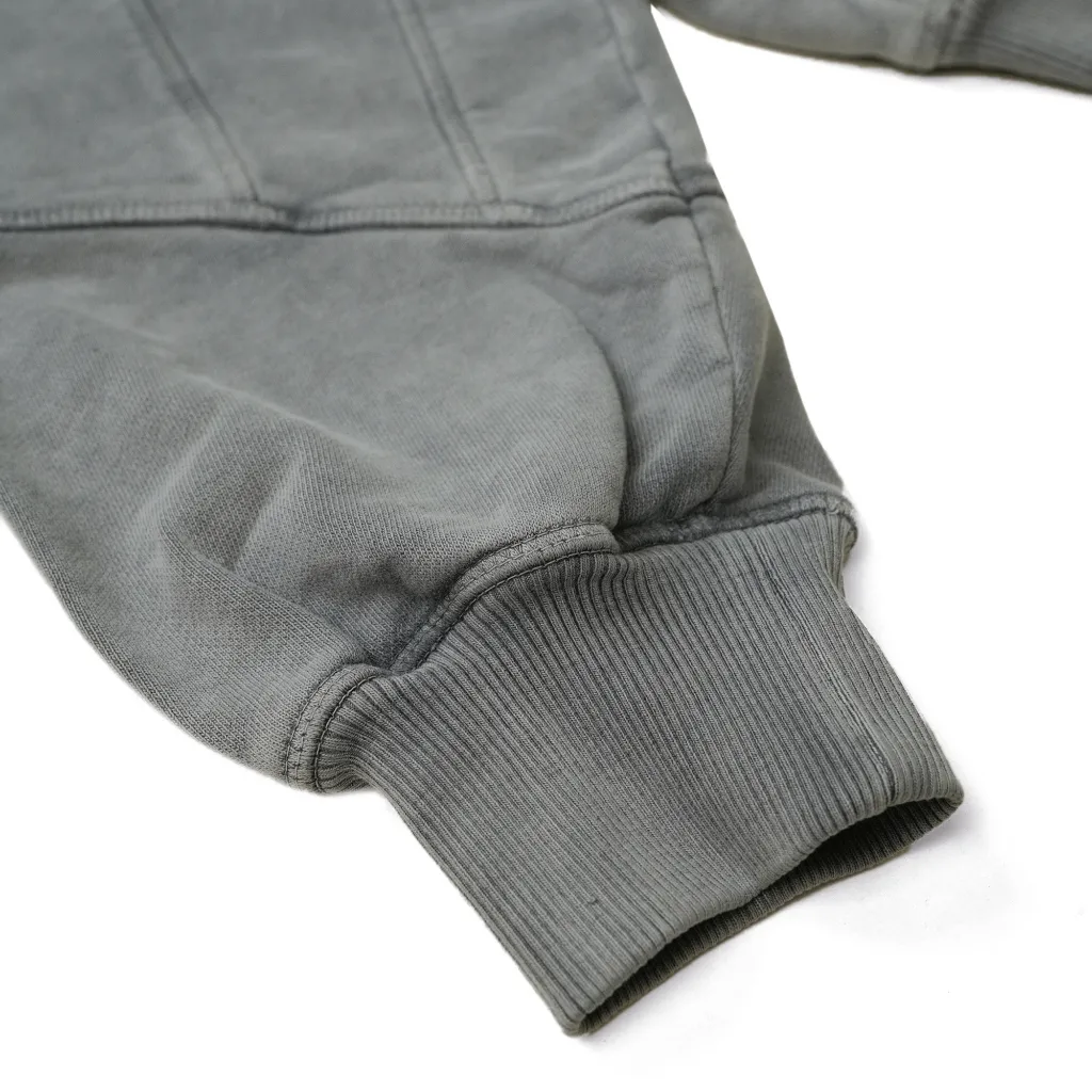 Ảnh Áo Hoodie Wash DAPPERANDMORE Panelled Hoodie Washed Phối Line Rã May Thêu Logo 450GSM - Grey 2