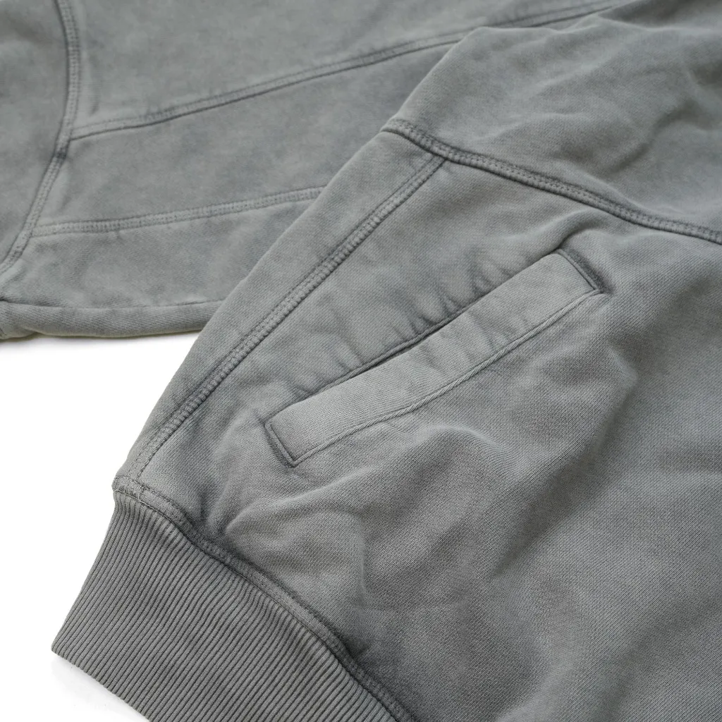 Ảnh Áo Hoodie Wash DAPPERANDMORE Panelled Hoodie Washed Phối Line Rã May Thêu Logo 450GSM - Grey 4