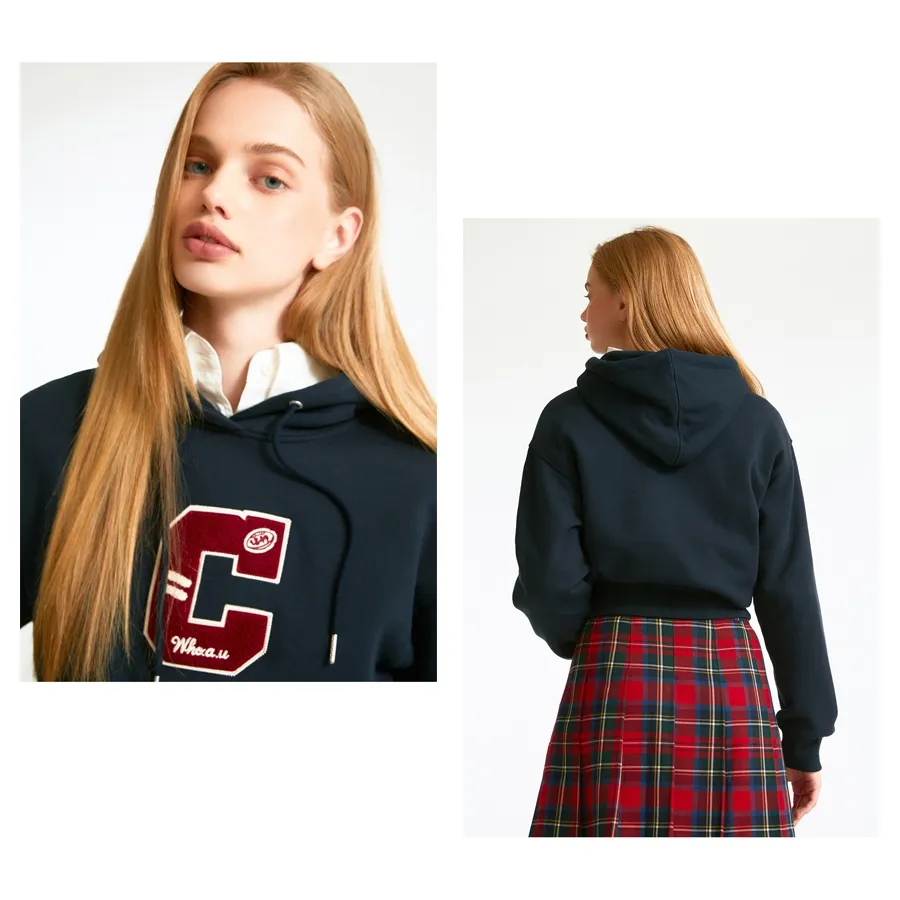 Ảnh Áo Hoodie WHO.A.U WHMHD4T22F Women's Boucle Cropped Hoodie Women Style (Fleece-lined) 2