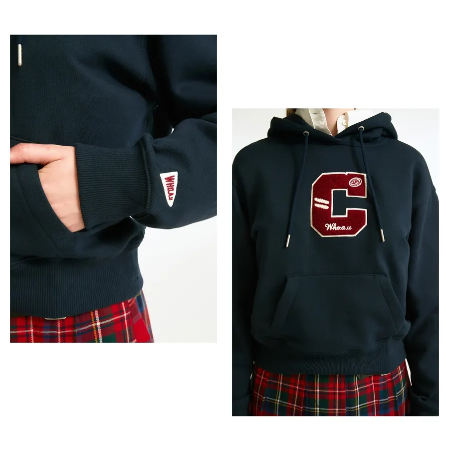 Ảnh Áo Hoodie WHO.A.U WHMHD4T22F Women's Boucle Cropped Hoodie Women Style (Fleece-lined) 3